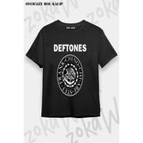 Unisex Bol Kalıp Deftones V2 Baskılı Tişört - Siyah - M