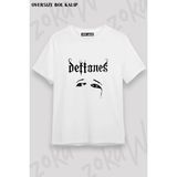 Unisex Bol Kalıp Deftones V20 Baskılı Tişört - Beyaz