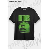 Unisex Bol Kalıp Deftones V23 Baskılı Tişört - Siyah - XL