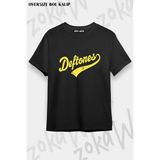 Unisex Bol Kalıp Deftones V4 Baskılı Tişört - Siyah