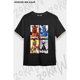 Unisex Bol Kalıp Fnaf Five Nights V14 Baskılı Tişört - Siyah - M