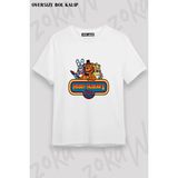 Unisex Bol Kalıp Fnaf Five Nights V8 Baskılı Tişört - Beyaz - M