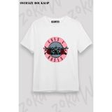 Unisex Bol Kalıp Guns N Roses V11 Baskılı Tişört - Beyaz