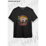 Unisex Bol Kalıp Guns N Roses V14 Baskılı Tişört - Siyah - XL