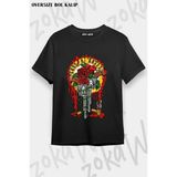 Unisex Bol Kalıp Guns N Roses V20 Baskılı Tişört - Siyah