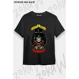 Unisex Bol Kalıp Guns N Roses V31 Baskılı Tişört - Siyah
