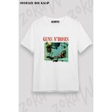 Unisex Bol Kalıp Guns N Roses V32 Baskılı Tişört - Beyaz - M