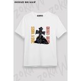 Unisex Bol Kalıp Guns N Roses V35 Baskılı Tişört - Beyaz