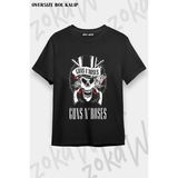 Unisex Bol Kalıp Guns N Roses V38 Baskılı Tişört - Siyah - XL
