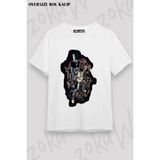 Unisex Bol Kalıp Guns N Roses V4 Baskılı Tişört - Beyaz - M