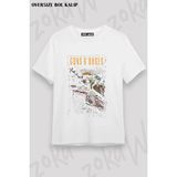 Unisex Bol Kalıp Guns N Roses V45 Baskılı Tişört - Beyaz