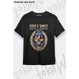 Unisex Bol Kalıp Guns N Roses V50 Baskılı Tişört - Siyah - XL