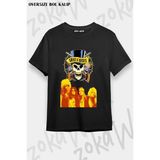 Unisex Bol Kalıp Guns N Roses V7 Baskılı Tişört - Siyah