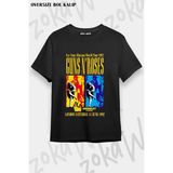 Unisex Bol Kalıp Guns N Roses V9 Baskılı Tişört - Siyah - XL