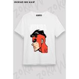 Unisex Bol Kalıp Invincible V15 Baskılı Tişört - Beyaz - M