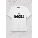 Unisex Bol Kalıp Invincible V22 Baskılı Tişört - Beyaz - XL