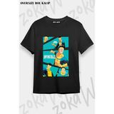 Unisex Bol Kalıp Invincible V4 Baskılı Tişört - Siyah - M