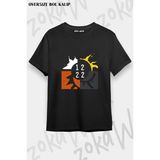 Unisex Bol Kalıp Kino V5 Baskılı Tişört - Siyah