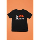 Unisex Bol Kalıp Kyuss Baskılı Siyah Tişört - XL