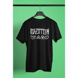 Unisex Bol Kalıp LED Zeppelin Baskılı Siyah Tişört - XL