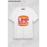 Unisex Bol Kalıp Limp Bizkit V6 Baskılı Tişört - Beyaz - XL