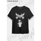 Unisex Bol Kalıp Mayhem V1 Baskılı Tişört - Siyah