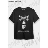 Unisex Bol Kalıp Mayhem V13 Baskılı Tişört - Siyah - XL