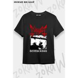 Unisex Bol Kalıp Mayhem V21 Baskılı Tişört - Siyah - XL