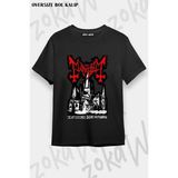 Unisex Bol Kalıp Mayhem V3 Baskılı Tişört - Siyah