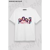 Unisex Bol Kalıp Pink Floyd V22 Baskılı Tişört - Beyaz - XL