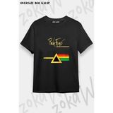 Unisex Bol Kalıp Pink Floyd V24 Baskılı Tişört - Siyah - XL