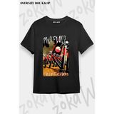 Unisex Bol Kalıp Pink Floyd V4 Baskılı Tişört - Siyah