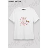 Unisex Bol Kalıp Pink Floyd V8 Baskılı Tişört - Beyaz - M