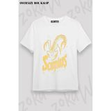 Unisex Bol Kalıp Scorpions V10 Baskılı Tişört - Beyaz - XL