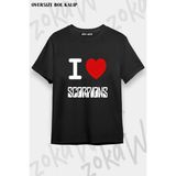 Unisex Bol Kalıp Scorpions V12 Baskılı Tişört - Siyah