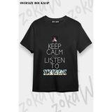 Unisex Bol Kalıp Scorpions V14 Baskılı Tişört - Siyah - M