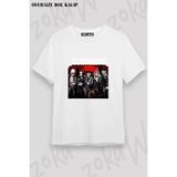 Unisex Bol Kalıp Scorpions V16 Baskılı Tişört - Beyaz - XL