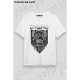 Unisex Bol Kalıp Scorpions V5 Baskılı Tişört - Beyaz - XL