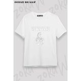 Unisex Bol Kalıp Scorpions V7 Baskılı Tişört - Beyaz - M