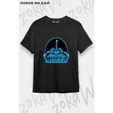 Unisex Bol Kalıp Scorpions V9 Baskılı Tişört - Siyah