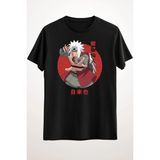 Unisex Bol Kalıp Siyah Tişört Jiraiya