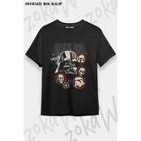 Unisex Bol Kalıp Siyah Tişört Star Wars Villains