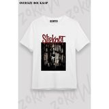 Unisex Bol Kalıp Slipknot V12 Baskılı Tişört - Beyaz - XL