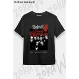 Unisex Bol Kalıp Slipknot V19 Baskılı Tişört - Siyah - M
