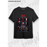 Unisex Bol Kalıp Slipknot V25 Baskılı Tişört - Siyah - M