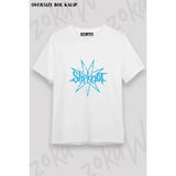 Unisex Bol Kalıp Slipknot V26 Baskılı Tişört - Beyaz - XL