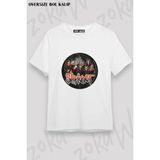 Unisex Bol Kalıp Slipknot V30 Baskılı Tişört - Beyaz - M