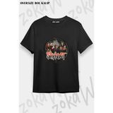 Unisex Bol Kalıp Slipknot V30 Baskılı Tişört - Siyah