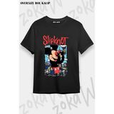 Unisex Bol Kalıp Slipknot V34 Baskılı Tişört - Siyah