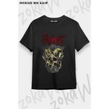 Unisex Bol Kalıp Slipknot V39 Baskılı Tişört - Siyah - M